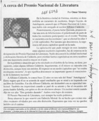 Acerca del Premio Nacional de Literatura  [artículo] Omar Monroy.