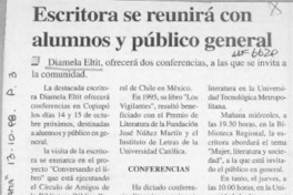 Escritora se reunirá con alumnos y público en general  [artículo].
