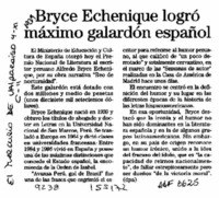 Bryce Echenique logró máximo galardón español  [artículo].