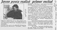 Joven poeta realizó primer recital  [artículo].