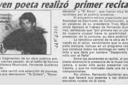 Joven poeta realizó primer recital  [artículo].