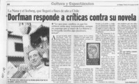 Dorfman responde a críticas contra su novela  [artículo] Carlos Maldonado R.
