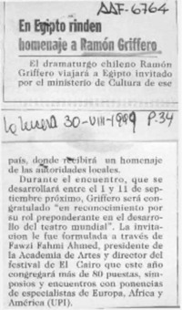 En Egipto rinden homenaje a Ramón Griffero  [artículo].