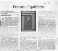 Precario equilibrio  [artículo] Roberto Hozven.