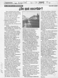 De qué escribir?  [artículo] Walter Garib.