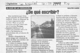 De qué escribir?  [artículo] Walter Garib.
