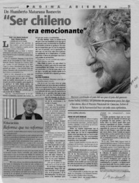 "Ser chileno era emocionante"  [artículo] Luis Alberto Ganderats.