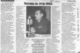 Nostalgia de Jorge Millas  [artículo] Eugenio Lahera.