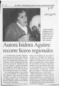 Autora Isidora Aguirre recorre liceos regionales  [artículo].