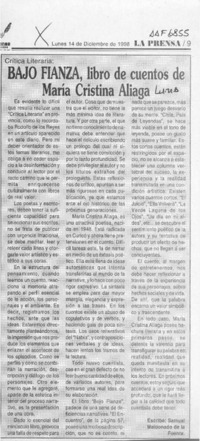Bajo fianza, libro de cuentos de María Cristina Aliaga  [artículo] Samuel Maldonado de la Fuente.