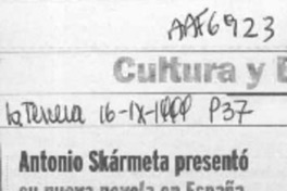 Antonio Skármeta presentó su nueva novela en España  [artículo].