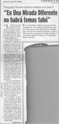 "En una mirada diferente no habrá temas tabú"  [artículo] Cristián Farías R.