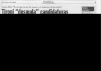 Tironi "desnuda" candidaturas  [artículo] Javiera de la Cerda.