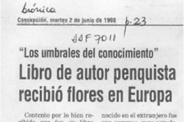 Libro de autor penquista recibió flores en Europa  [artículo].