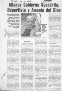 Alfonso Calderón Squadrito, deportista y amante del cine  [artículo] P. Salinas P.