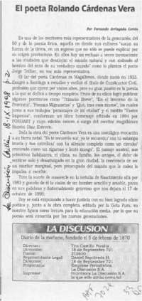 El poeta Rolando Cárdenas Vera  [artículo] Fernando Arriagada Cortés.
