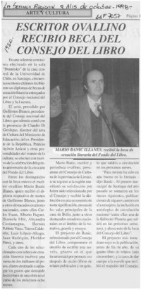 Escritor ovallino recibió beca del consejo del libro  [artículo].