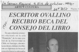 Escritor ovallino recibió beca del consejo del libro  [artículo].