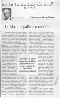 Un libro magallánico reciente  [artículo] Marino Muñoz Lagos.
