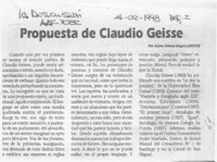 Propuesta de Claudio Geisse  [artículo] Jaime Gómez Rogers.