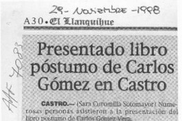 Presentado libro póstumo de Carlos Gómez en Castro  [artículo].