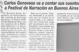 Carlos Genovese va a contar sus cuentos a Festival de Narración en Buenos Aires  [artículo].