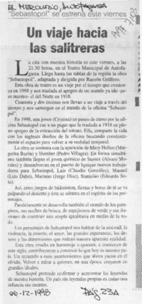 Un Viaje hacia las salitreras  [artículo].