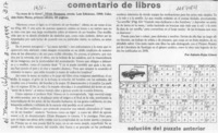 Comentario de libros  [artículo] Antonio Rojas Gómez.