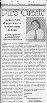 La misteriosa desaparición de la marquesita de Loria  [artículo] Tomás Soto Aguirre.