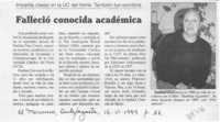 Falleció conocida académica  [artículo].