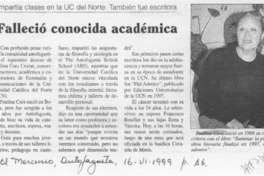 Falleció conocida académica  [artículo].