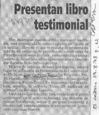 Presentan libro testimonial  [artículo].