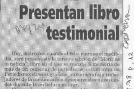 Presentan libro testimonial  [artículo].