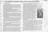 Sor Imelda y la primera mujer foránea que vino a Chile  [artículo] Oriel Alvarez Gómez.