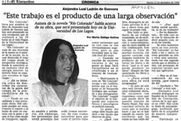 "Este trabajo es el producto de una larga observación"
