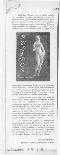 Rugidos  [artículo] Fernando Quilodrán.