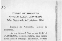 Tiempo de adviento  [artículo] Sylvia del Valle.