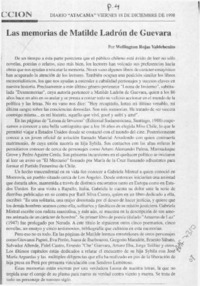 Las memorias de Matilde Ladrón de Guevara  [artículo] Wellington Rojas Valdebenito.