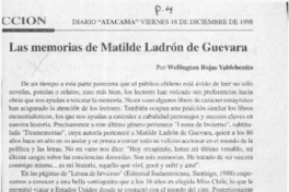 Las memorias de Matilde Ladrón de Guevara  [artículo] Wellington Rojas Valdebenito.