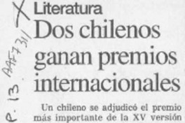 Dos chilenos ganan premios internacionales  [artículo].