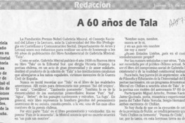 A 60 años de Tala  [artículo] Juan Gabriel Araya G.