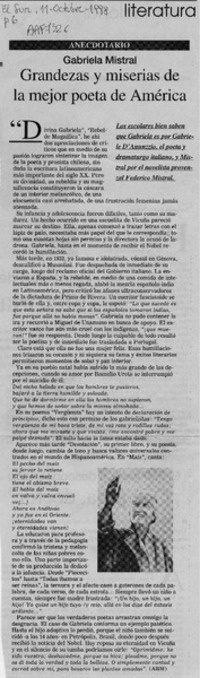 Grandezas y miserias de la mejor poeta de América  [artículo] ABM.