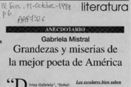 Grandezas y miserias de la mejor poeta de América  [artículo] ABM.
