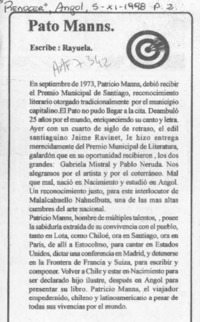 Pato Manns  [artículo] Rayuela.