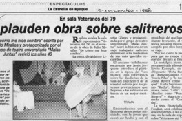 Aplauden obra sobre salitreros  [artículo].