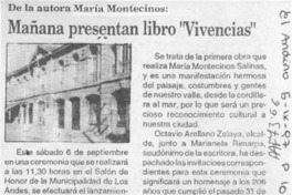 Mañana presentan libro "Vivencias"  [artículo].