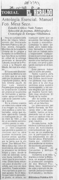 Antología esencial  [artículo] Naín Nómez.