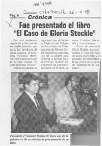 Fue presentado el libro "El caso de Gloria Stockle"  [artículo].