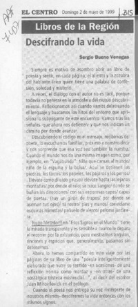 Descifrando la vida  [artículo] Sergio Bueno Venegas.