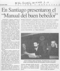 En Santiago presentaron el "Manual del buen bebedor"  [artículo].